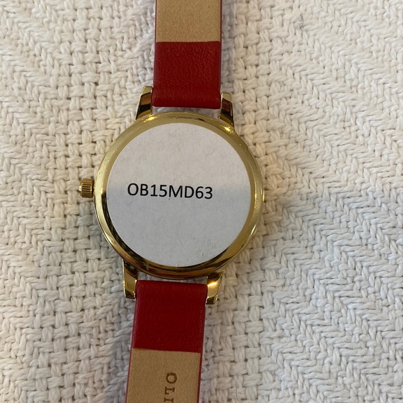 Olivia Burton gold small face watch red leather NEW - Picture 3 of 8